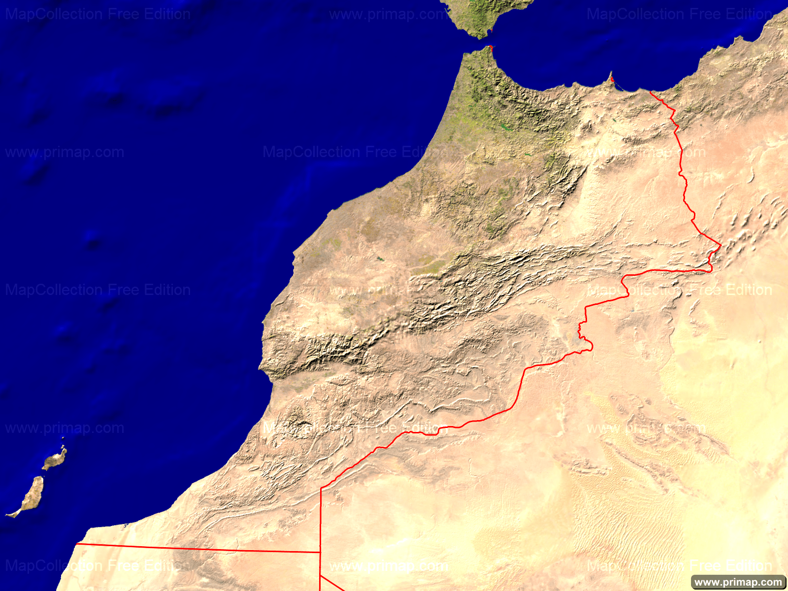 Les Défis De La Carte De Maroc Par Satellite primap National maps